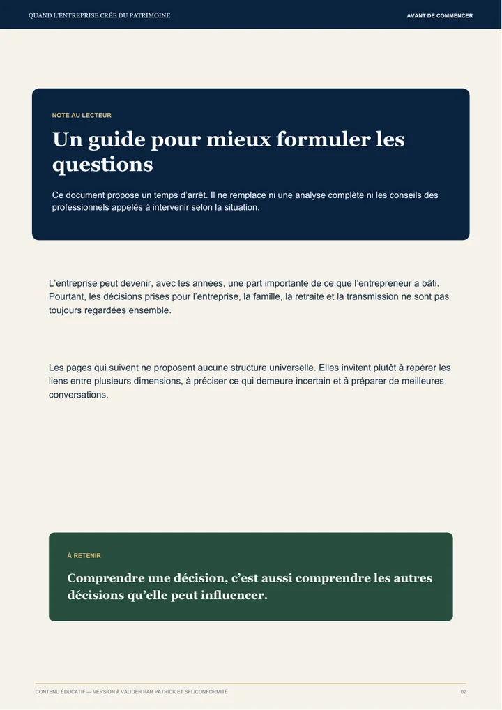 Page d’introduction du guide avec une route en montagne